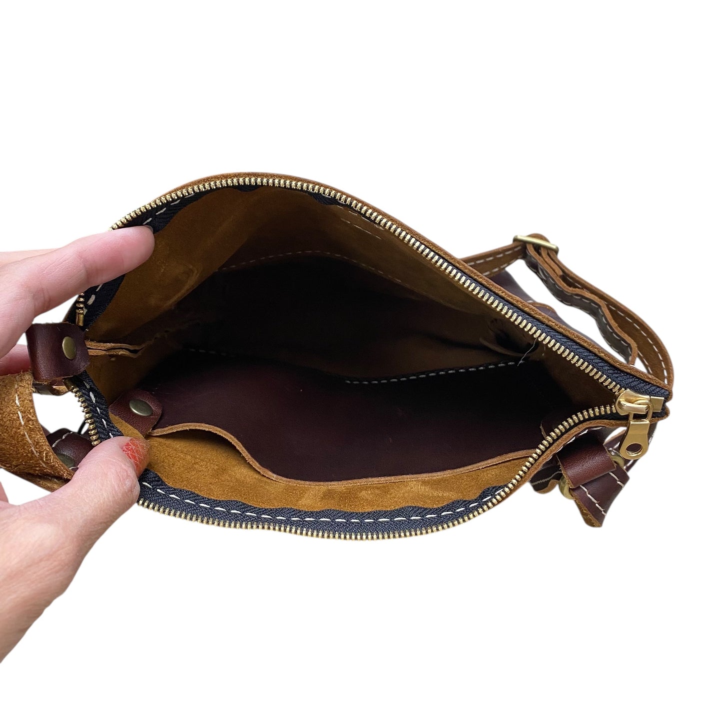 Handbag Leather By Portland Leather In Brown, Size:Small