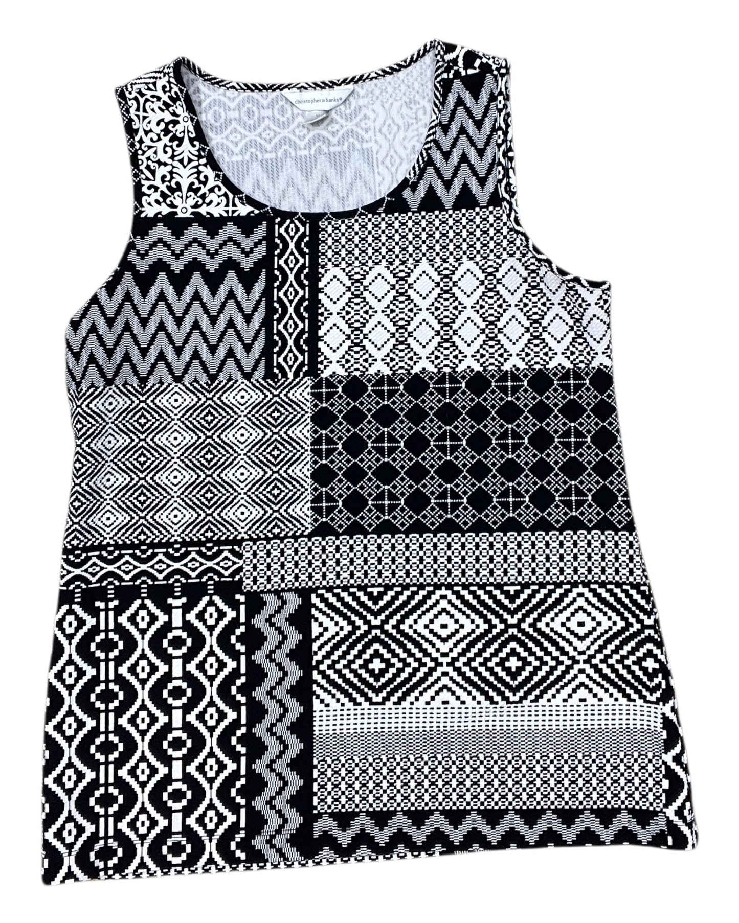 Top Sleeveless By Christopher And Banks In Black & White, Size:M