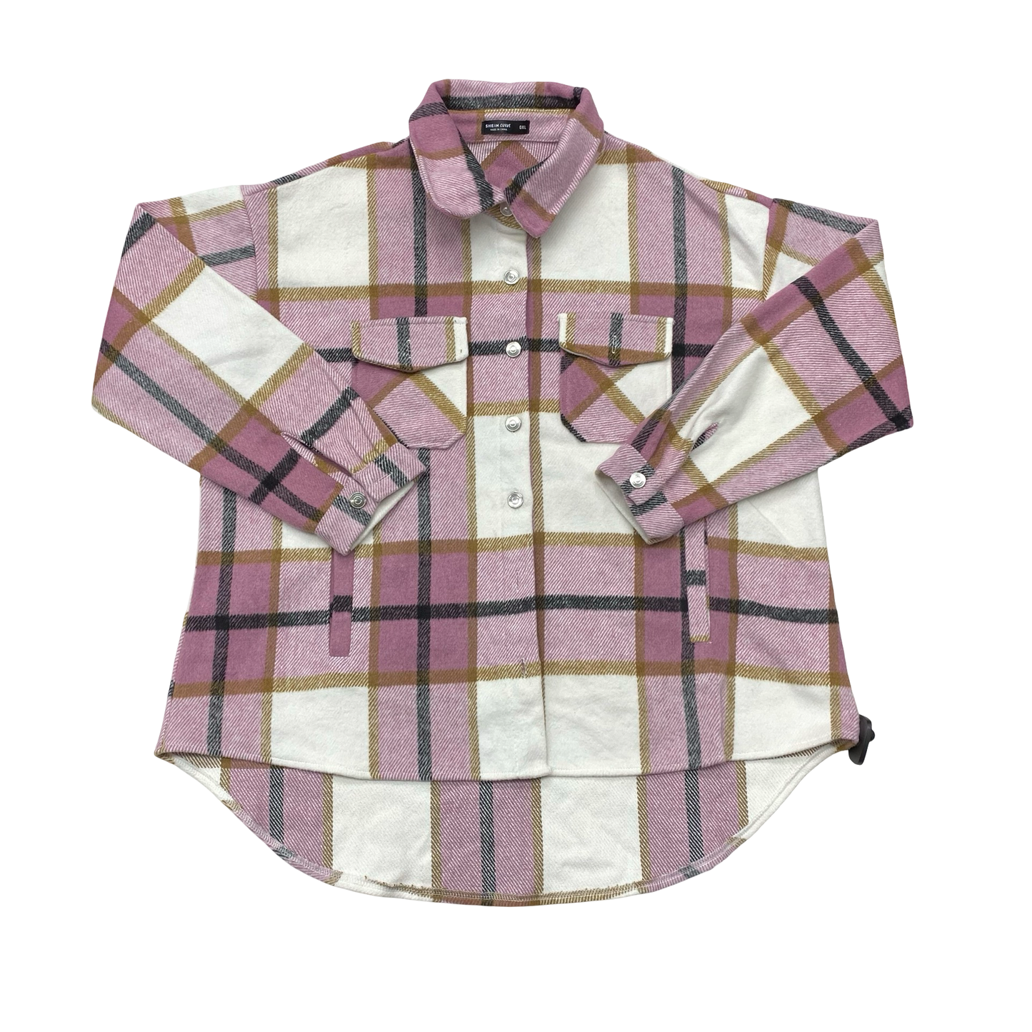 Jacket Shirt By Shein In Plaid Pattern, Size:Xl