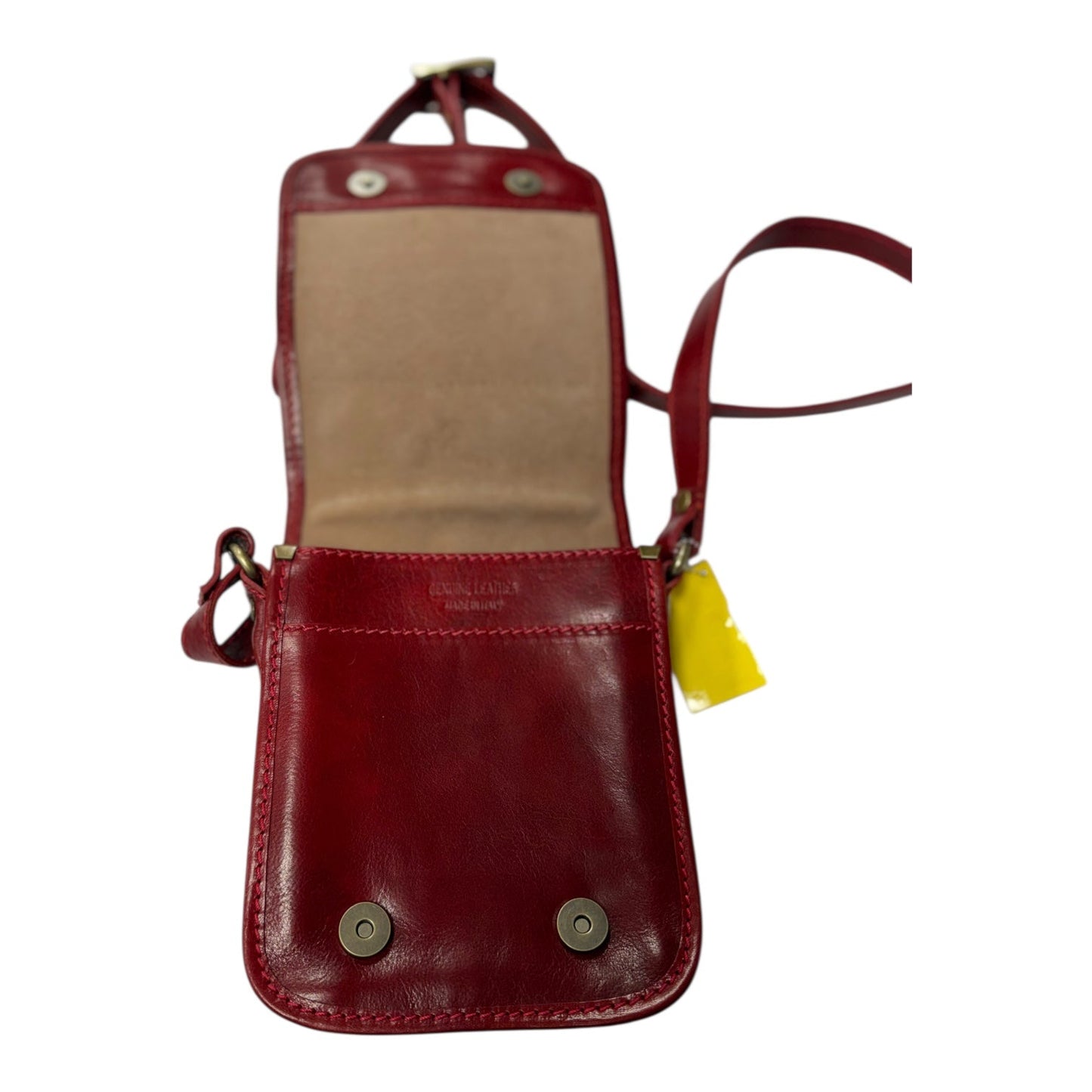 Crossbody Leather By Florence made in Italy  In Red, Size:Medium