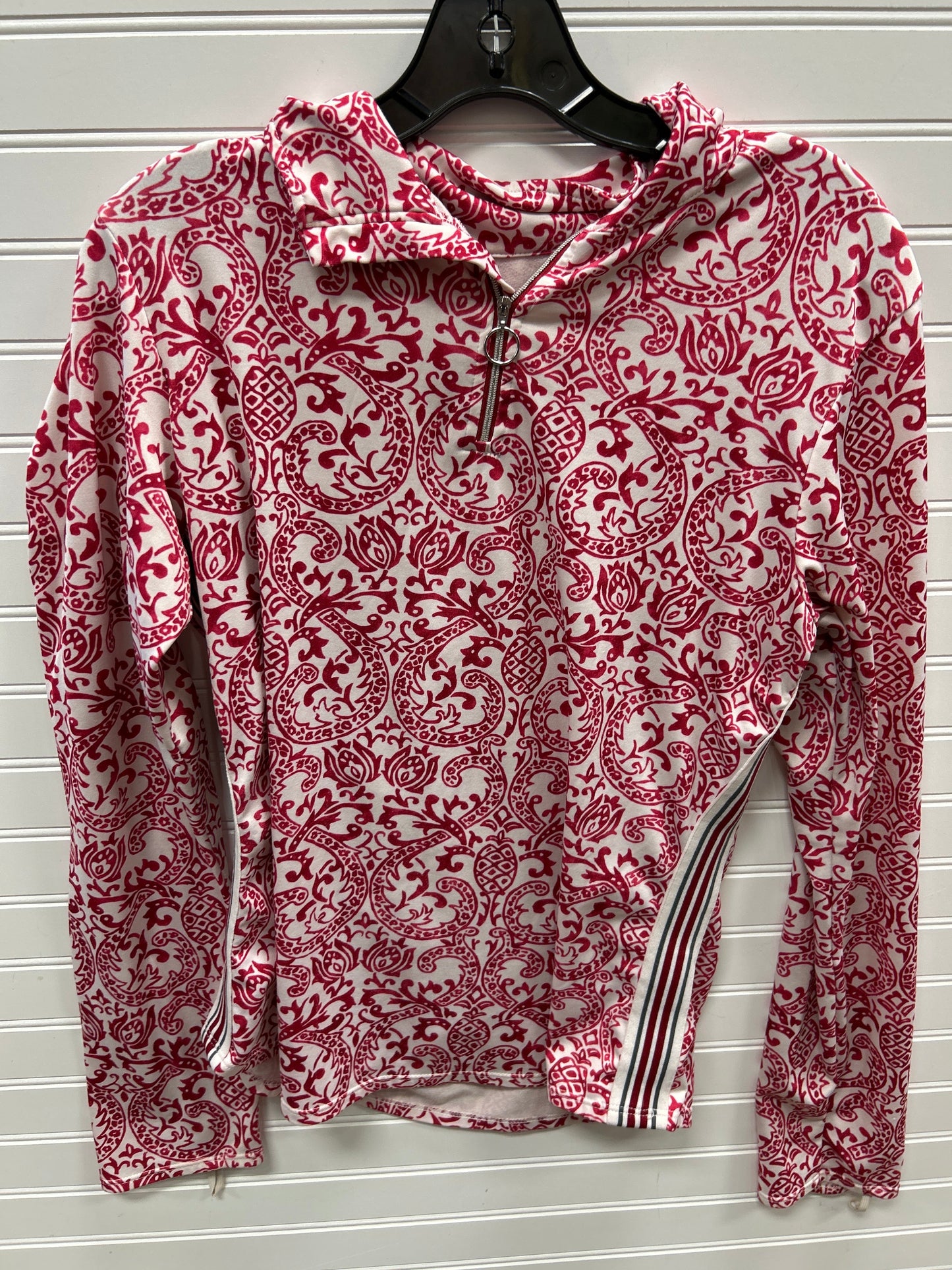Athletic Top Ls Collar By Athleta In Red & White, Size:L