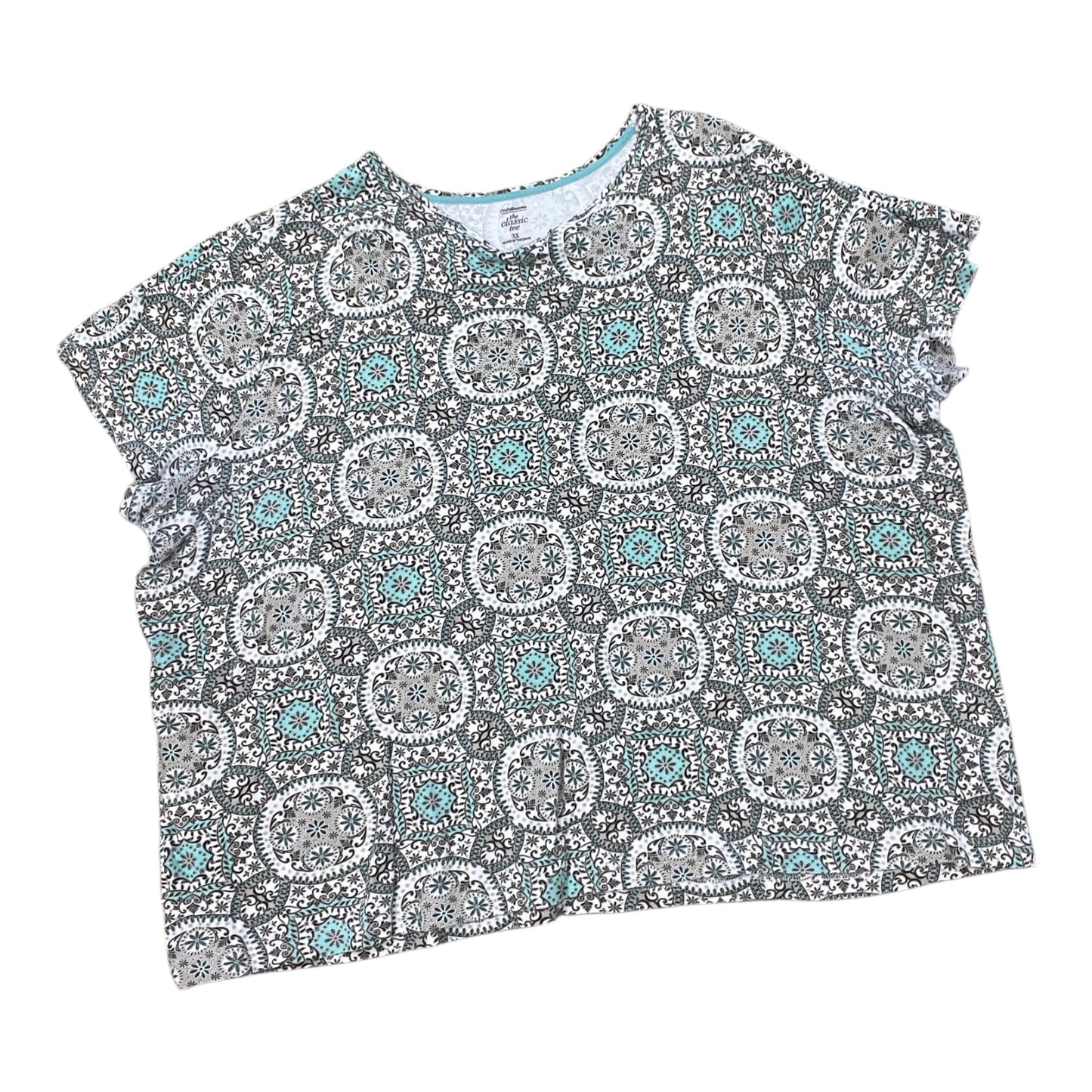 Top Ss By Croft And Barrow In Green & White, Size:3X