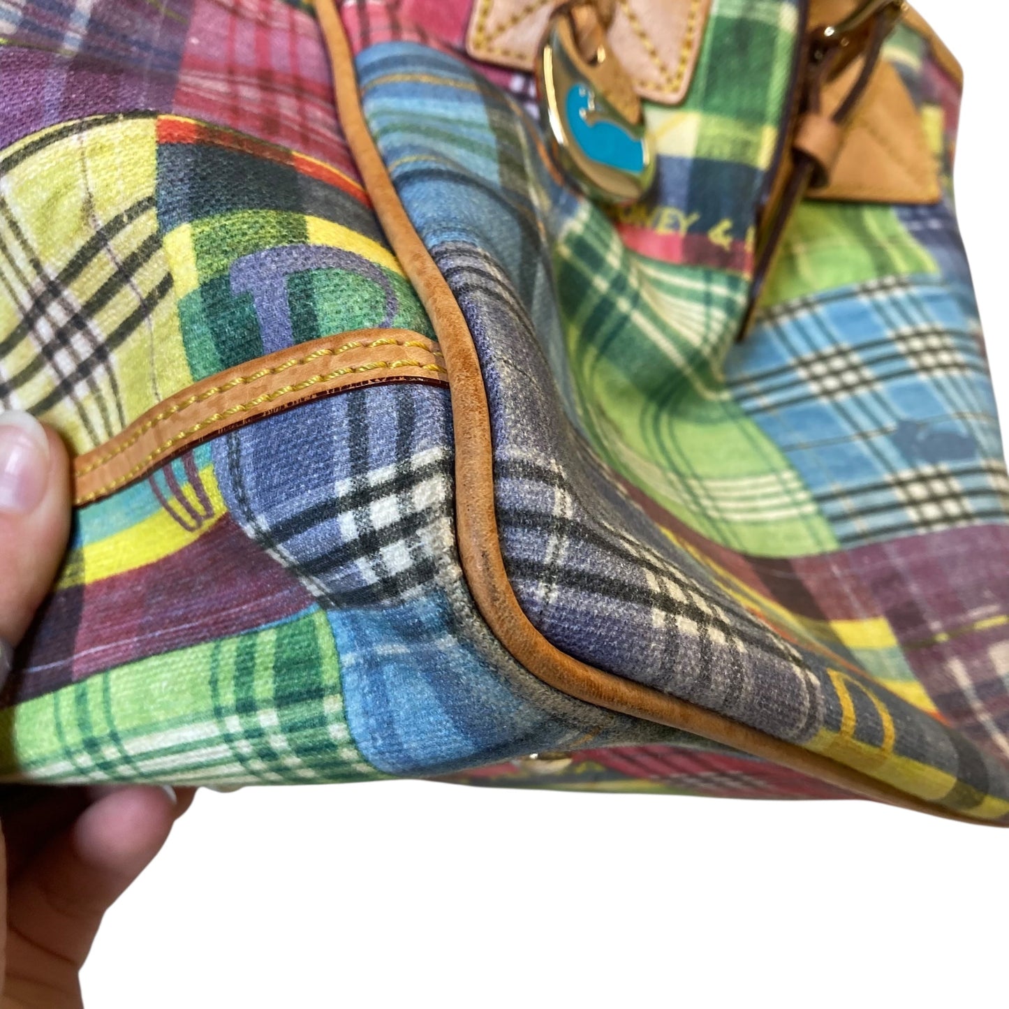 Handbag Designer By Dooney And Bourke In Plaid Pattern, Size:Medium