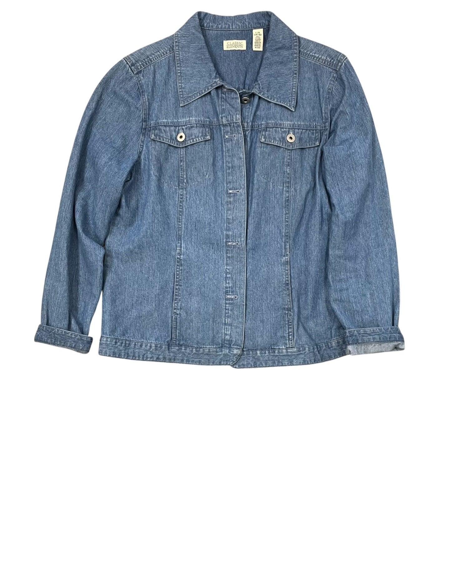 Jacket Denim By Classic Elements In Blue Denim, Size:L