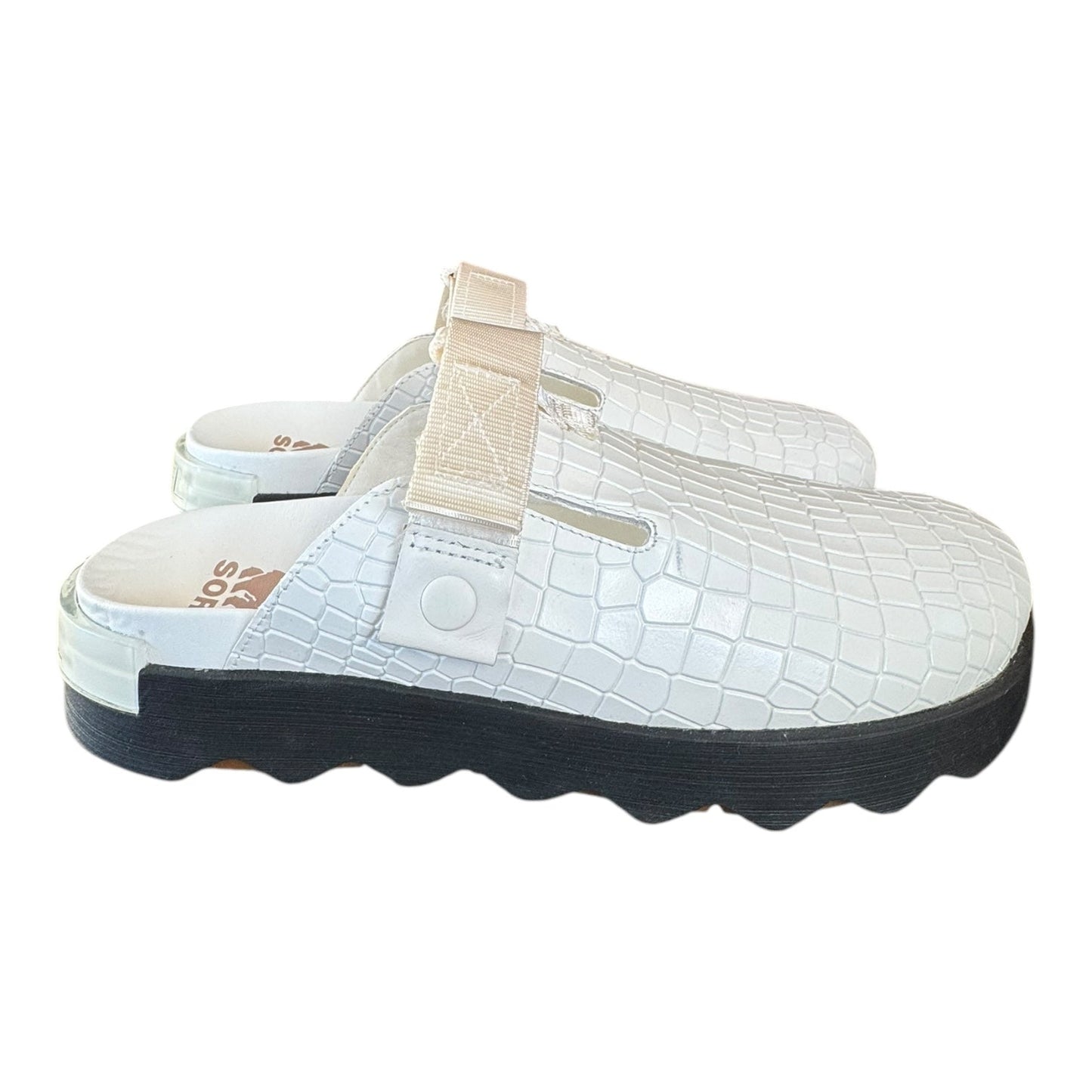 Mule/Slide Designer By Sorel In White Snakeskin Print Pattern, Size:10