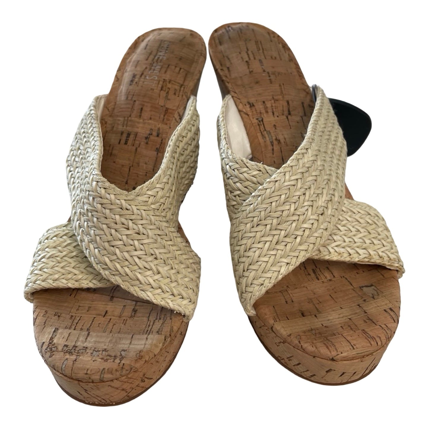 Sandals Heels Wedge By Nine West In Tan, Size:9