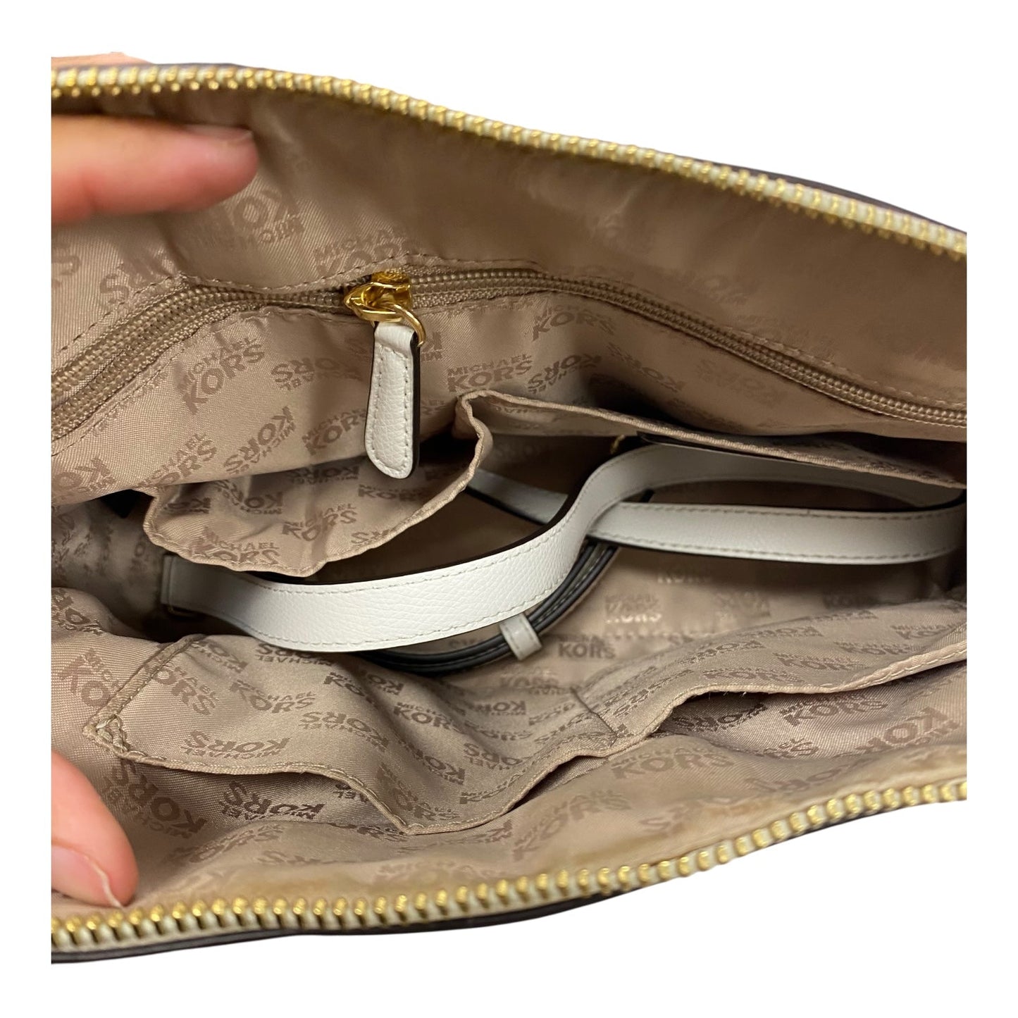 Crossbody Designer By Michael Kors In Ivory, Size:Medium