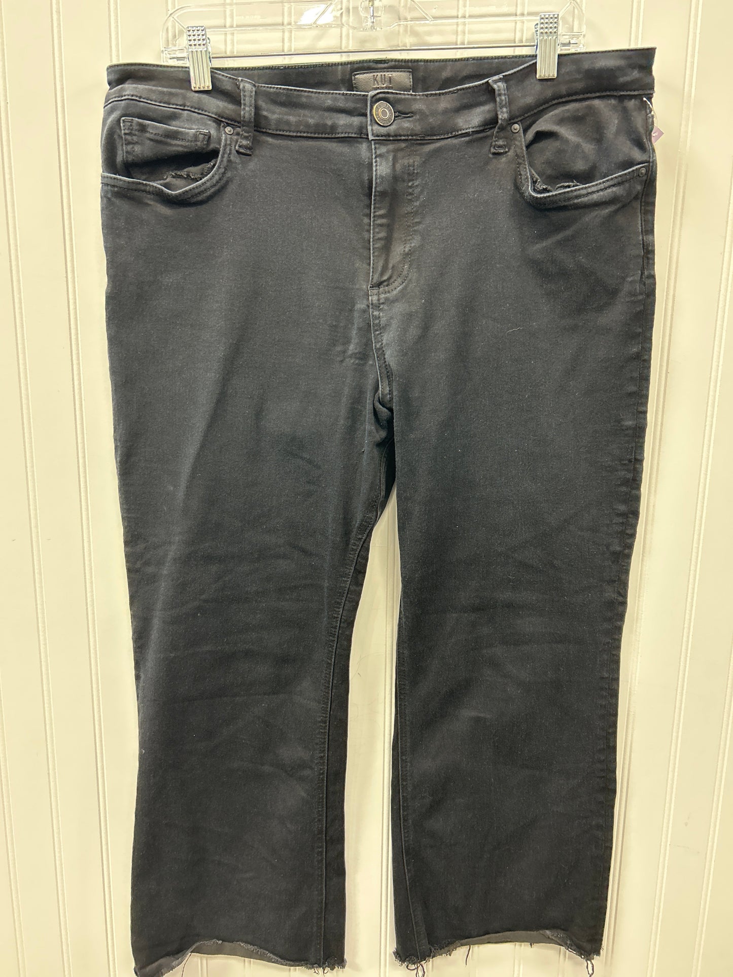 Jeans Straight By Kut In Black Denim, Size:18