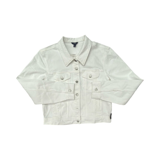 Jacket Denim By J. Crew In White Denim, Size:M