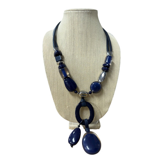 Necklace Lariat & Y-Drop By Chicos In Blue