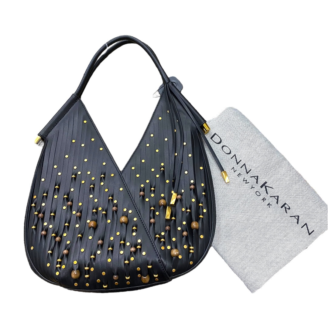 Handbag Leather By Donna Karan In Black, Size:Medium