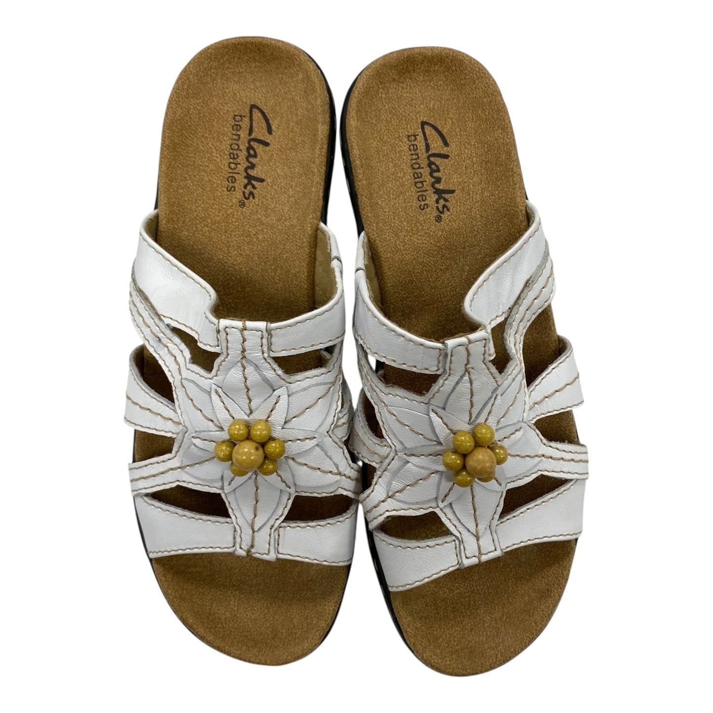 Sandals Flats By Clarks In White, Size:5