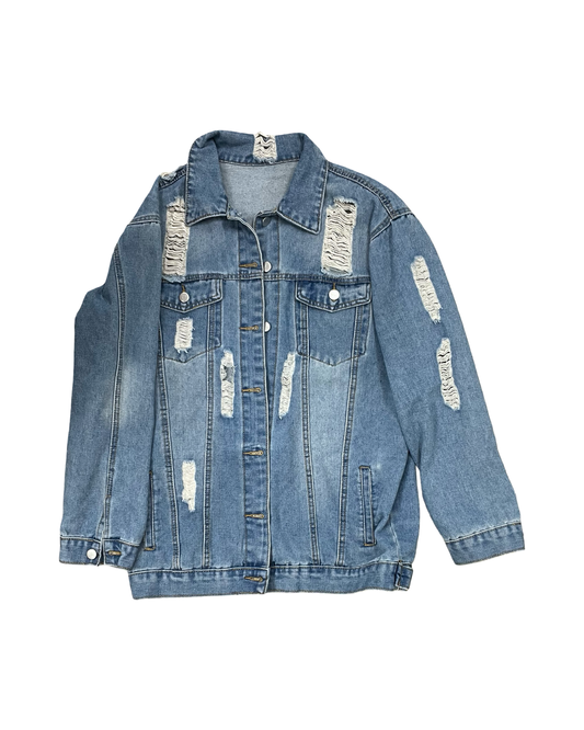 Jacket Denim By Clothes Mentor In Blue Denim, Size:L