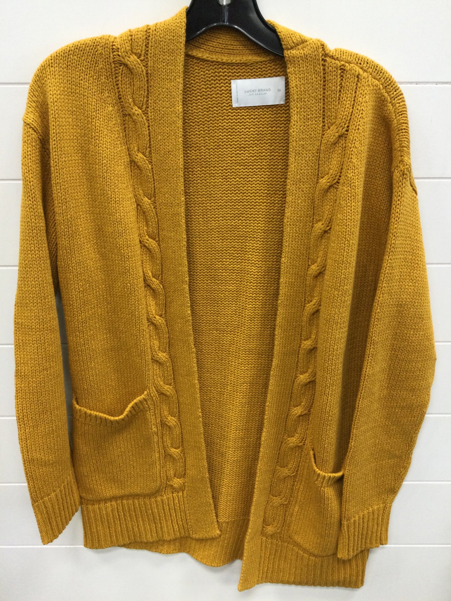 Sweater Cardigan By Lucky Brand In Yellow, Size:Xs