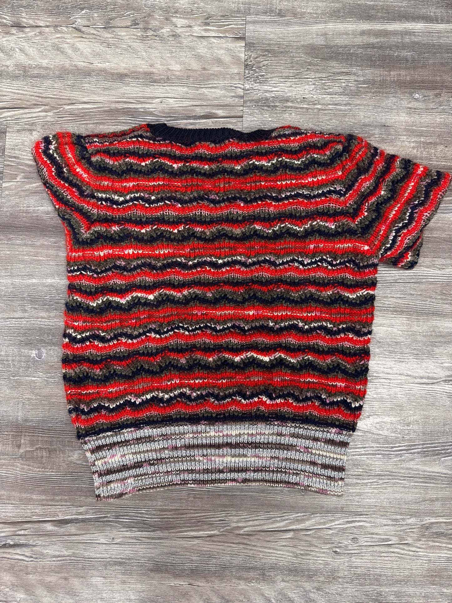 Sweater Cardigan Designer By Tory Burch In Red & Silver, Size:S