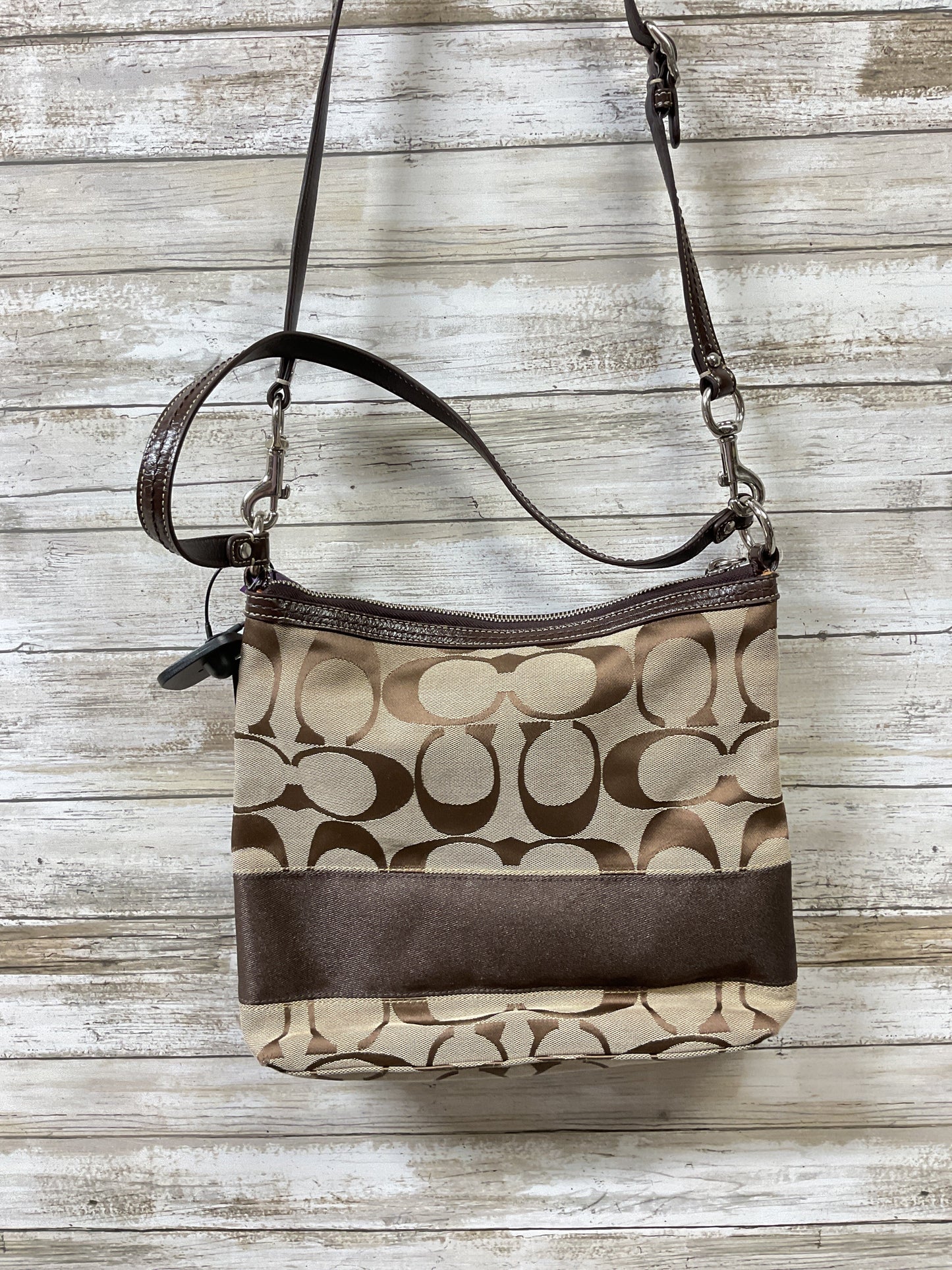 Crossbody Designer By Coach In Brown & Tan, Size:Medium