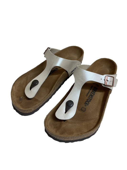 Sandals Flats By Birkenstock In Cream, Size:8