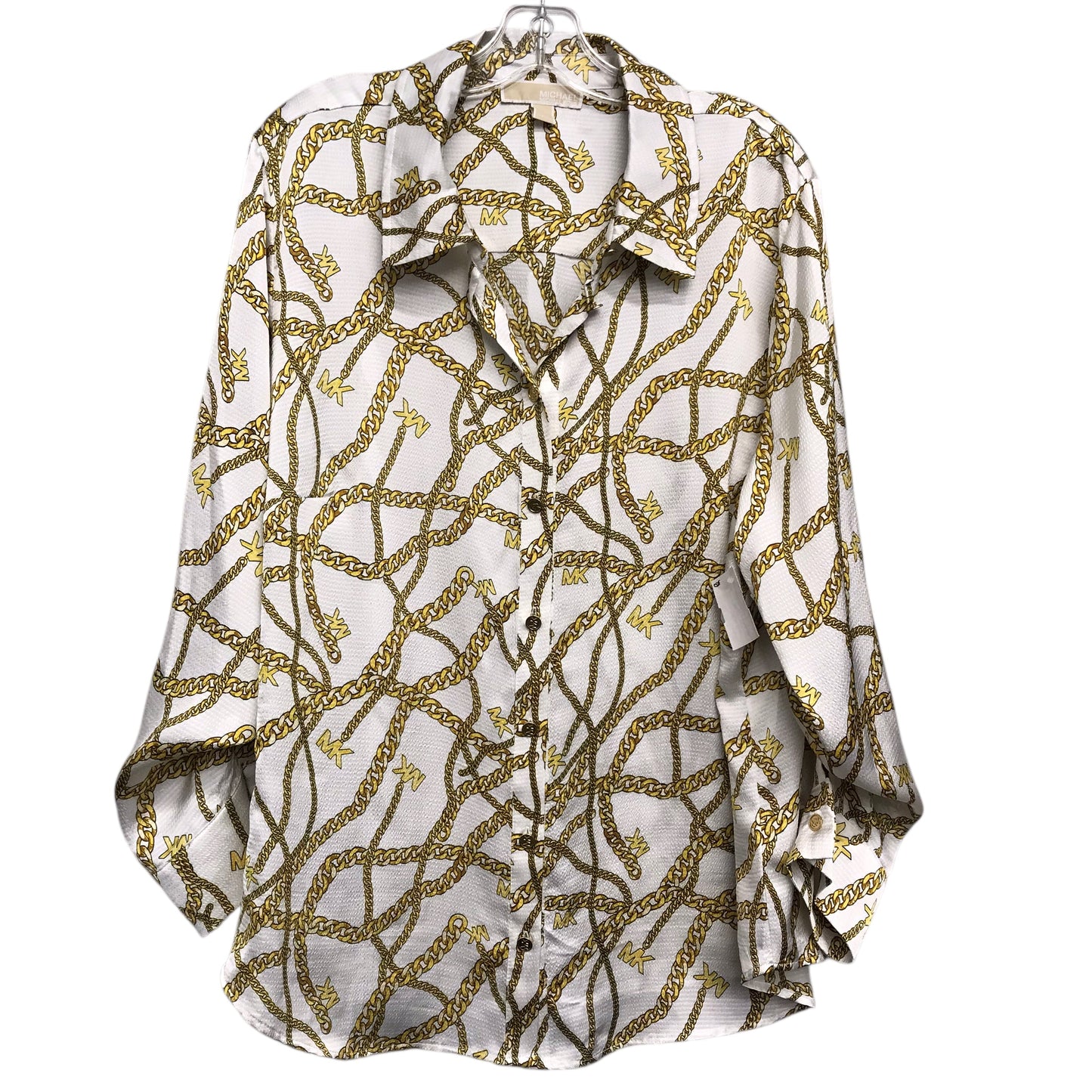 Top Ls By Michael By Michael Kors In White & Yellow, Size:2X