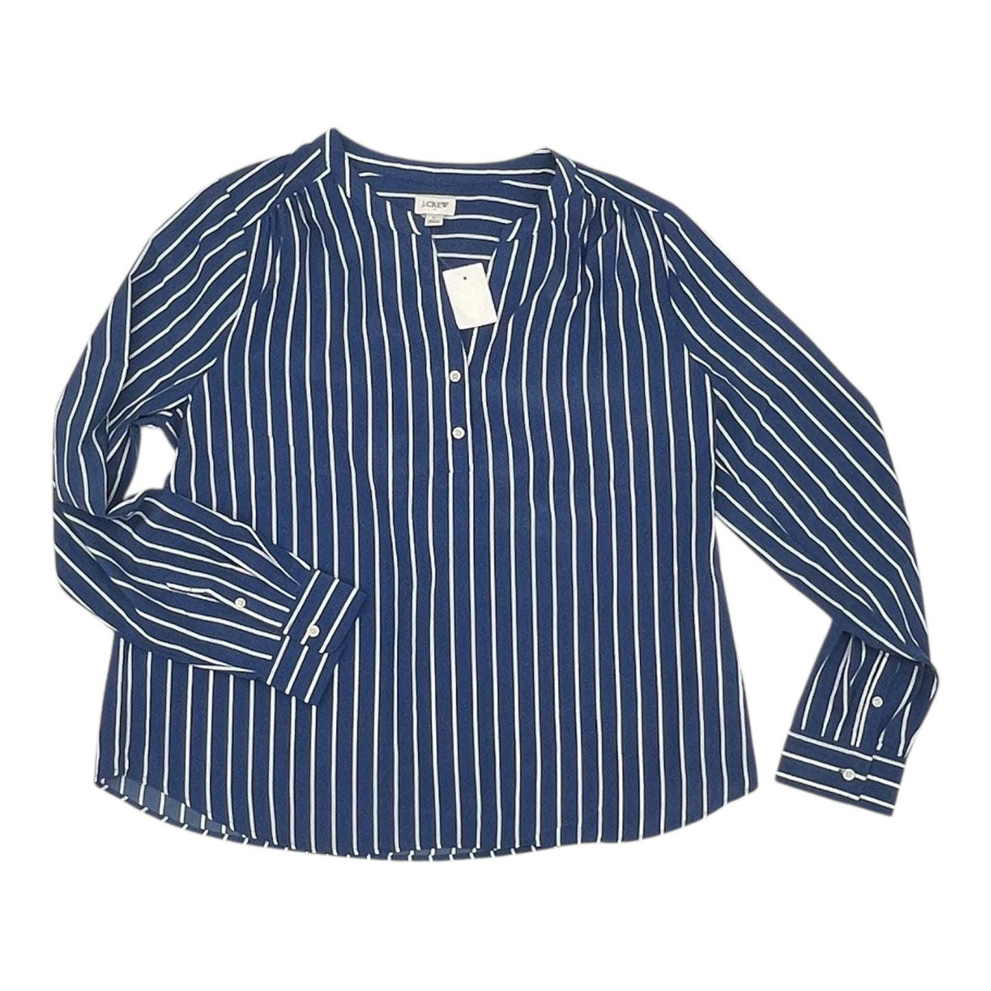 Blouse Ls By J. Crew In Blue & White, Size:L
