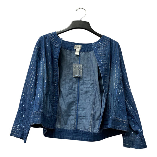 Blazer By Chicos In Blue Denim, Size:Xl