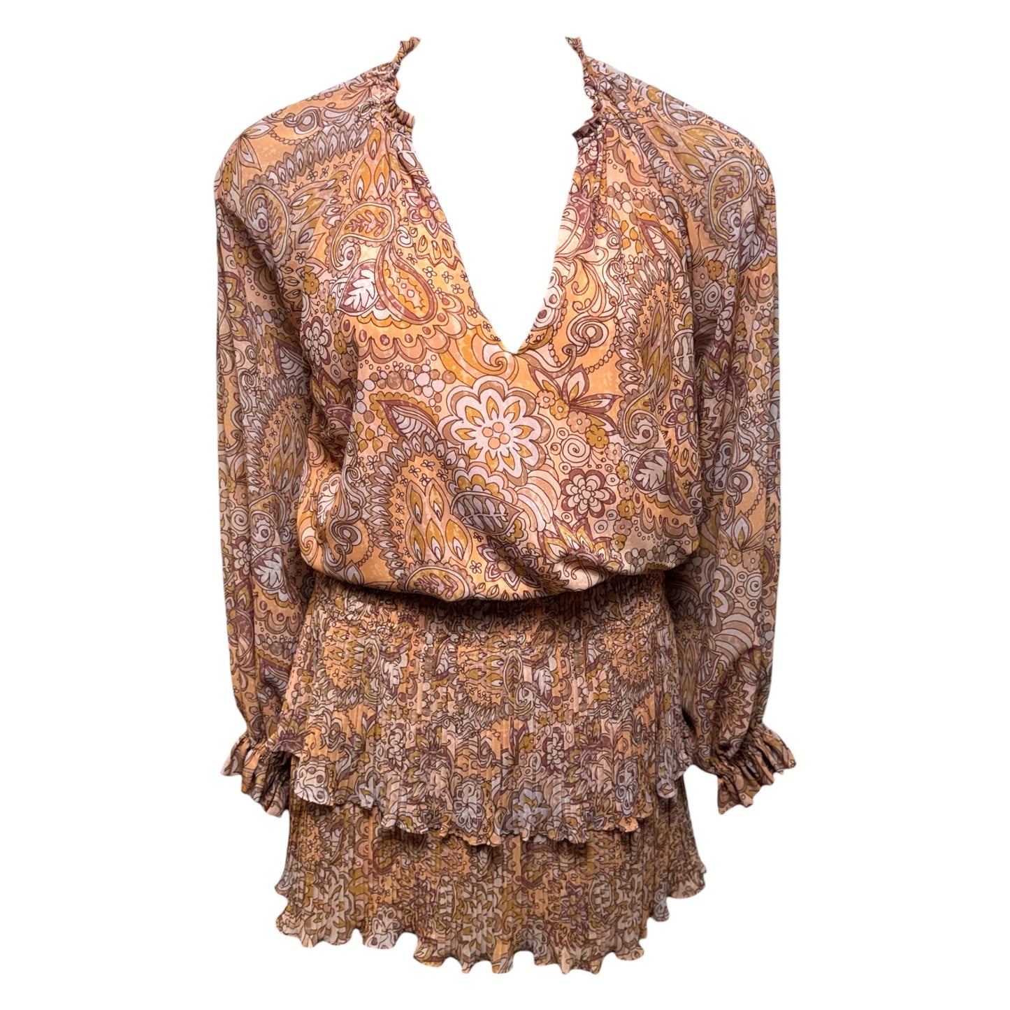 Barron Paisley Long Sleeve Dress By Ramy Brook In In Rose Quartz Combo, Size: M