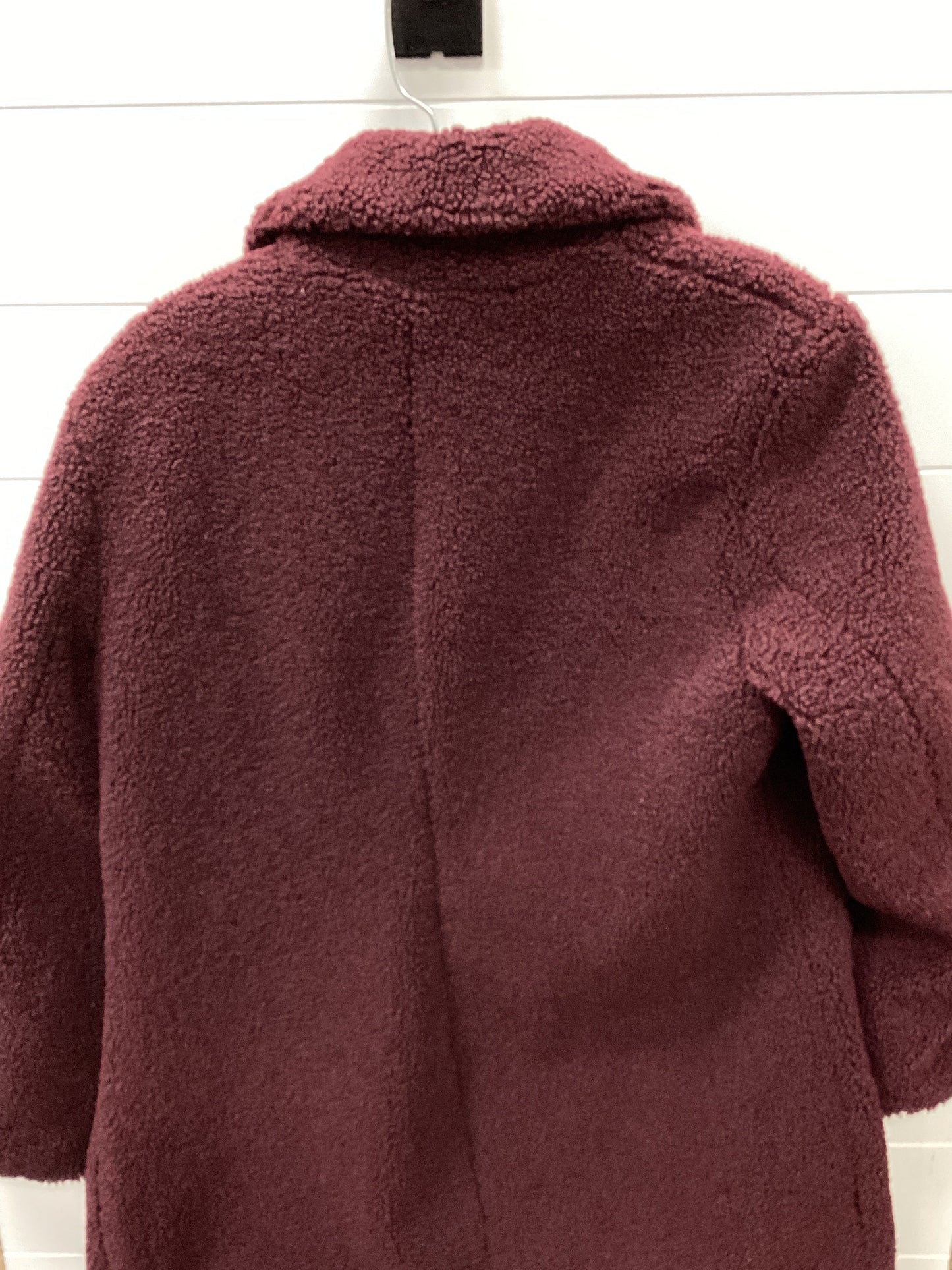 Coat Faux Fur & Sherpa By French Connection In Maroon, Size:M