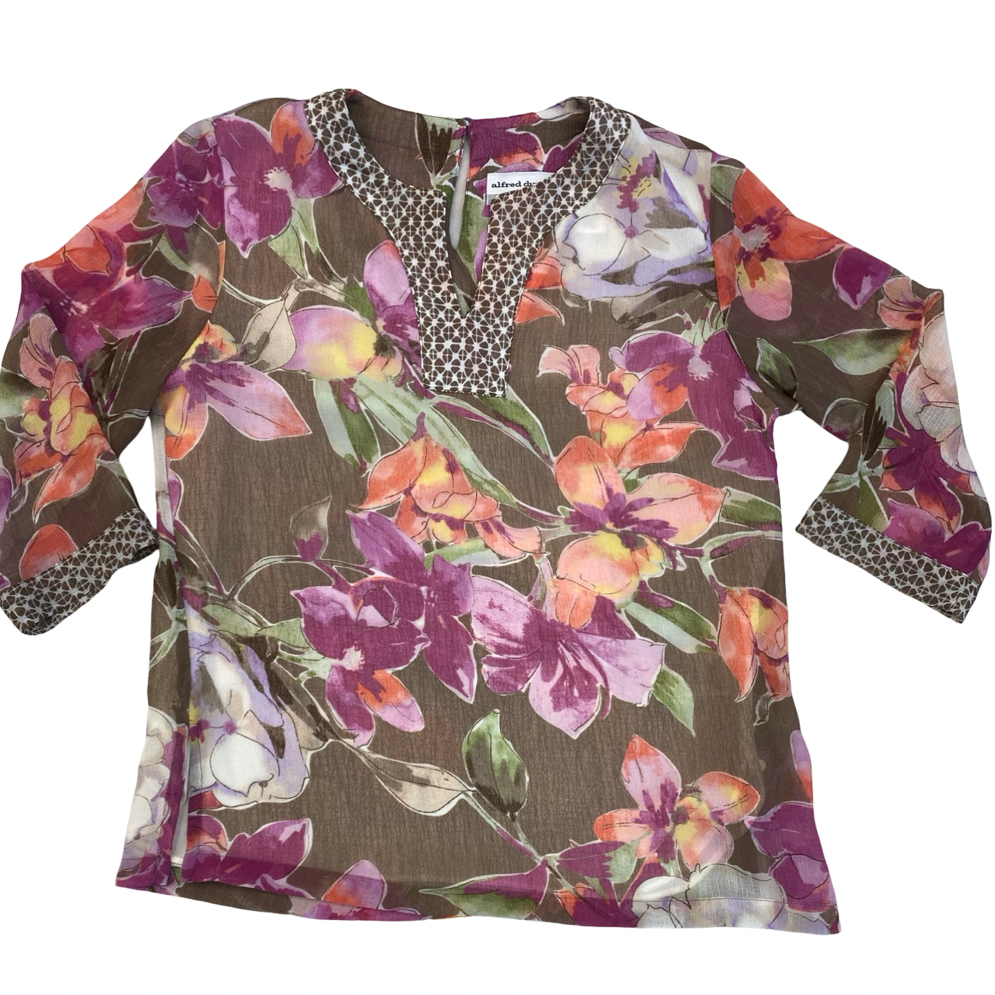 Top 3/4 Sleeve By Alfred Dunner In Floral Print, Size:6P