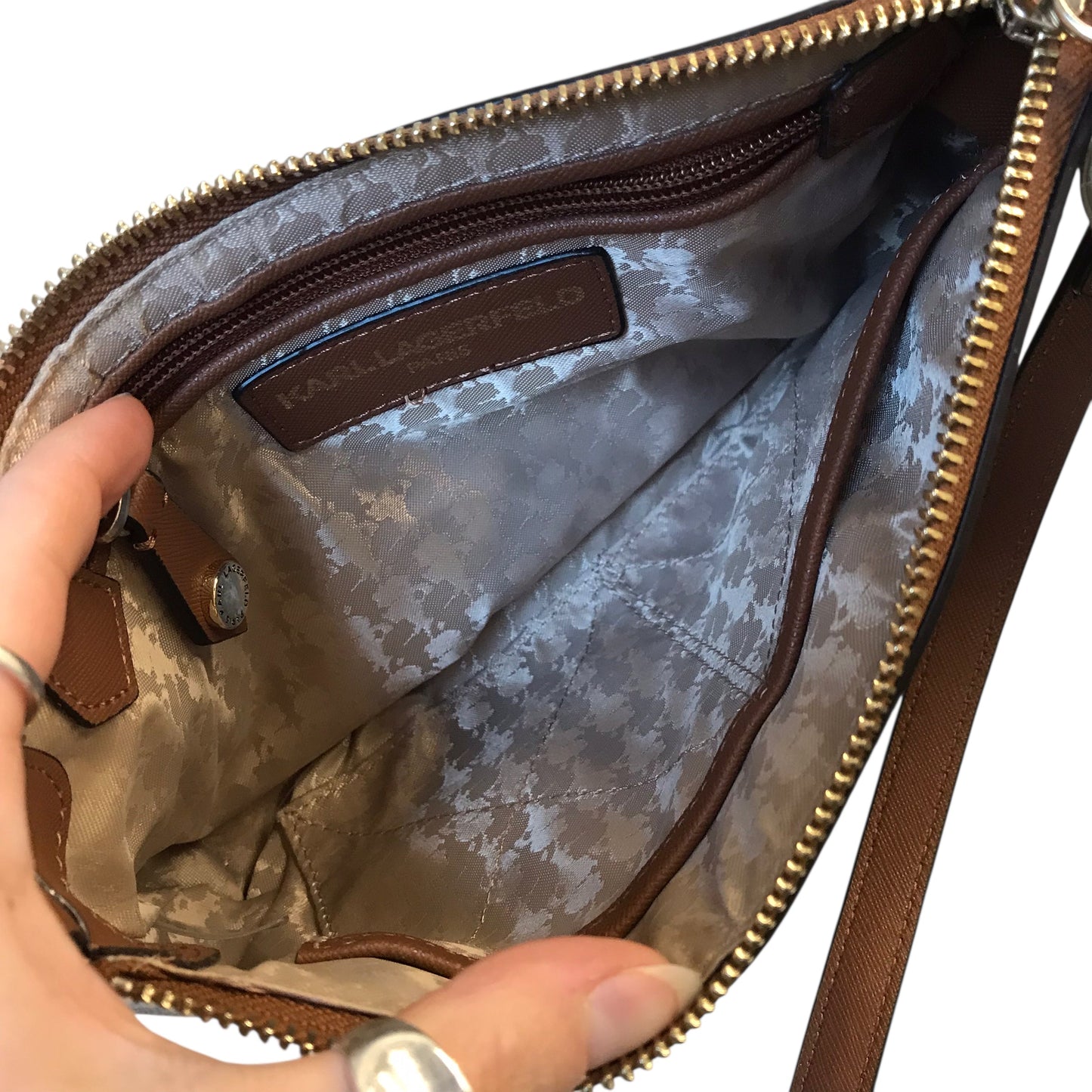 Crossbody Designer By Karl Lagerfeld In Brown, Size:Small