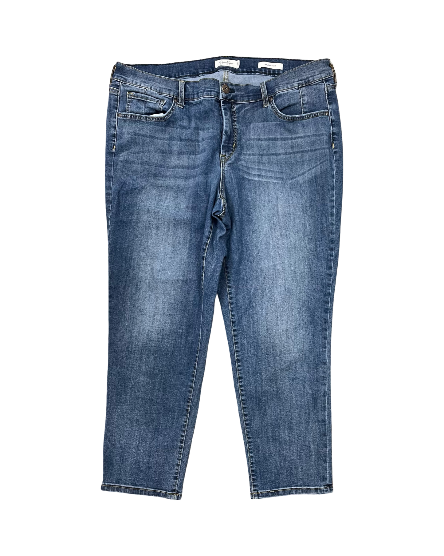 Jeans Cropped By Jessica Simpson In Blue Denim, Size:18