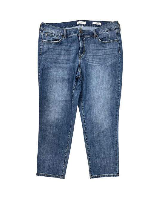 Jeans Cropped By Jessica Simpson In Blue Denim, Size:18