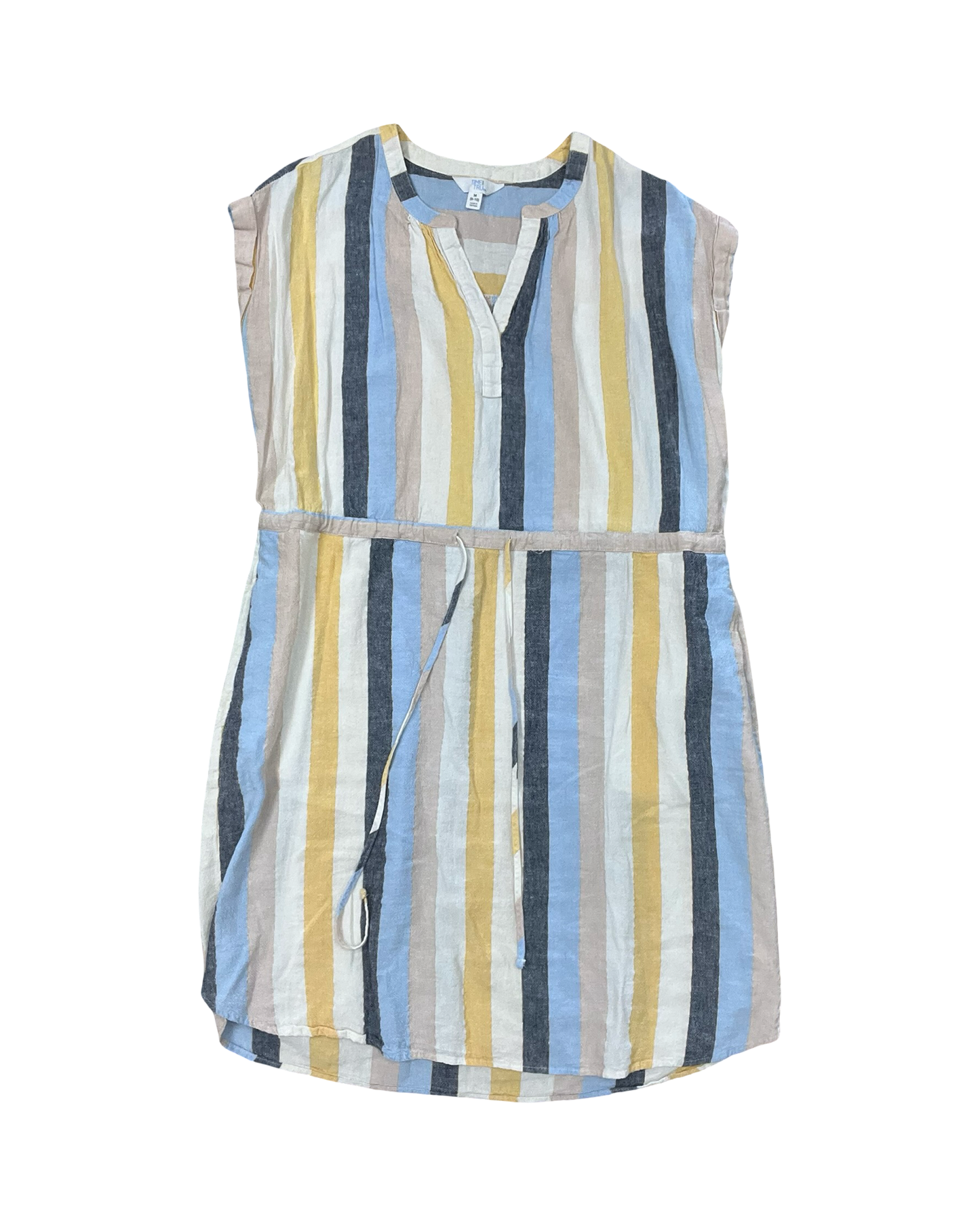 Dress Casual Midi By Time And Tru In Blue & Cream, Size:M