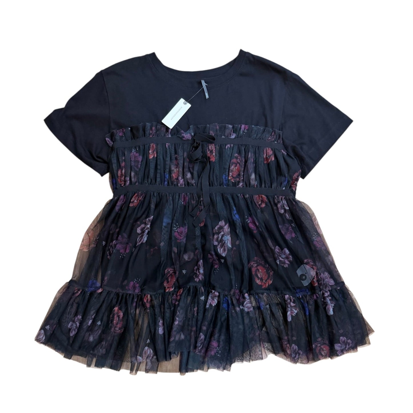 Blouse Ss By Anthropologie In Black & Purple, Size:L