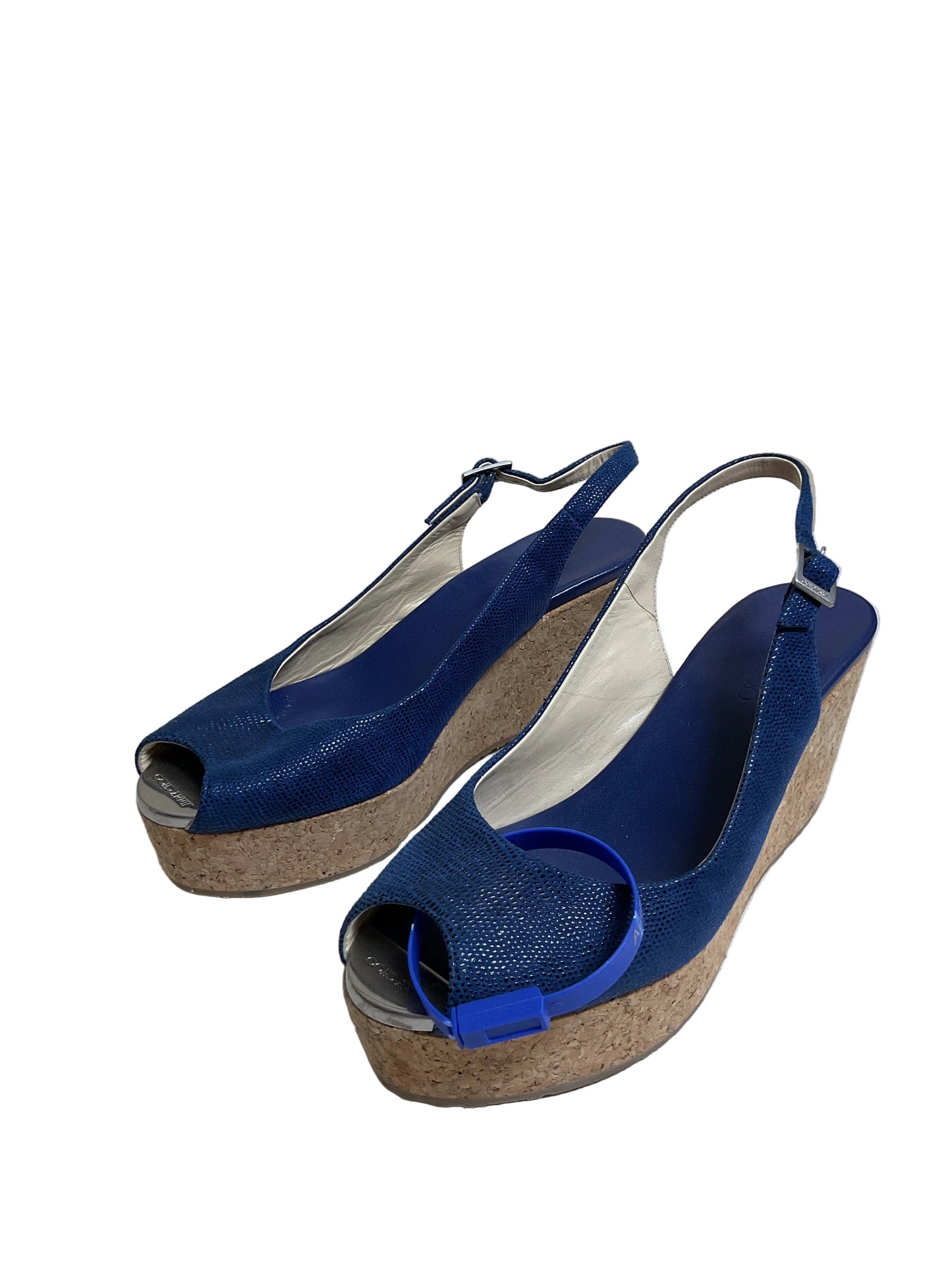 Sandals Luxury Designer By Jimmy Choo In Blue, Size:7.5