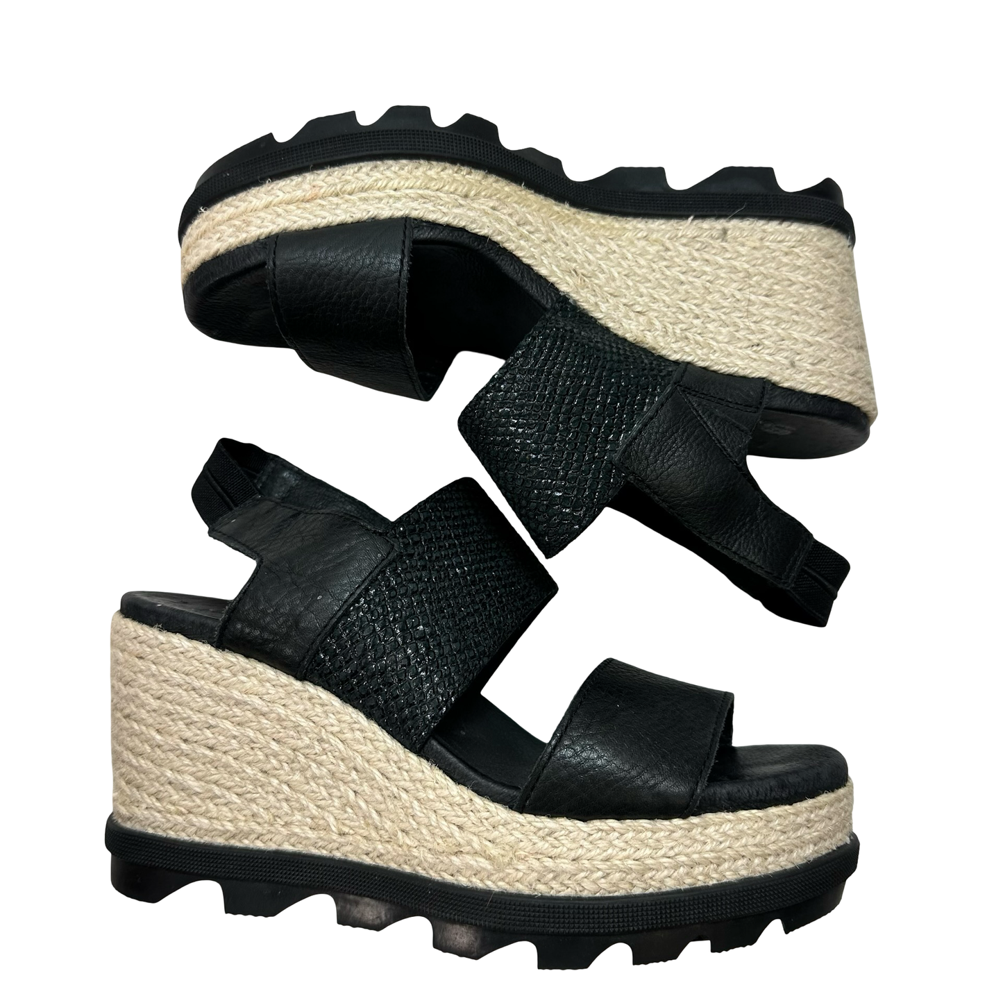 Shoes Heels Wedge By Sorel In Black & Tan, Size: 7.5