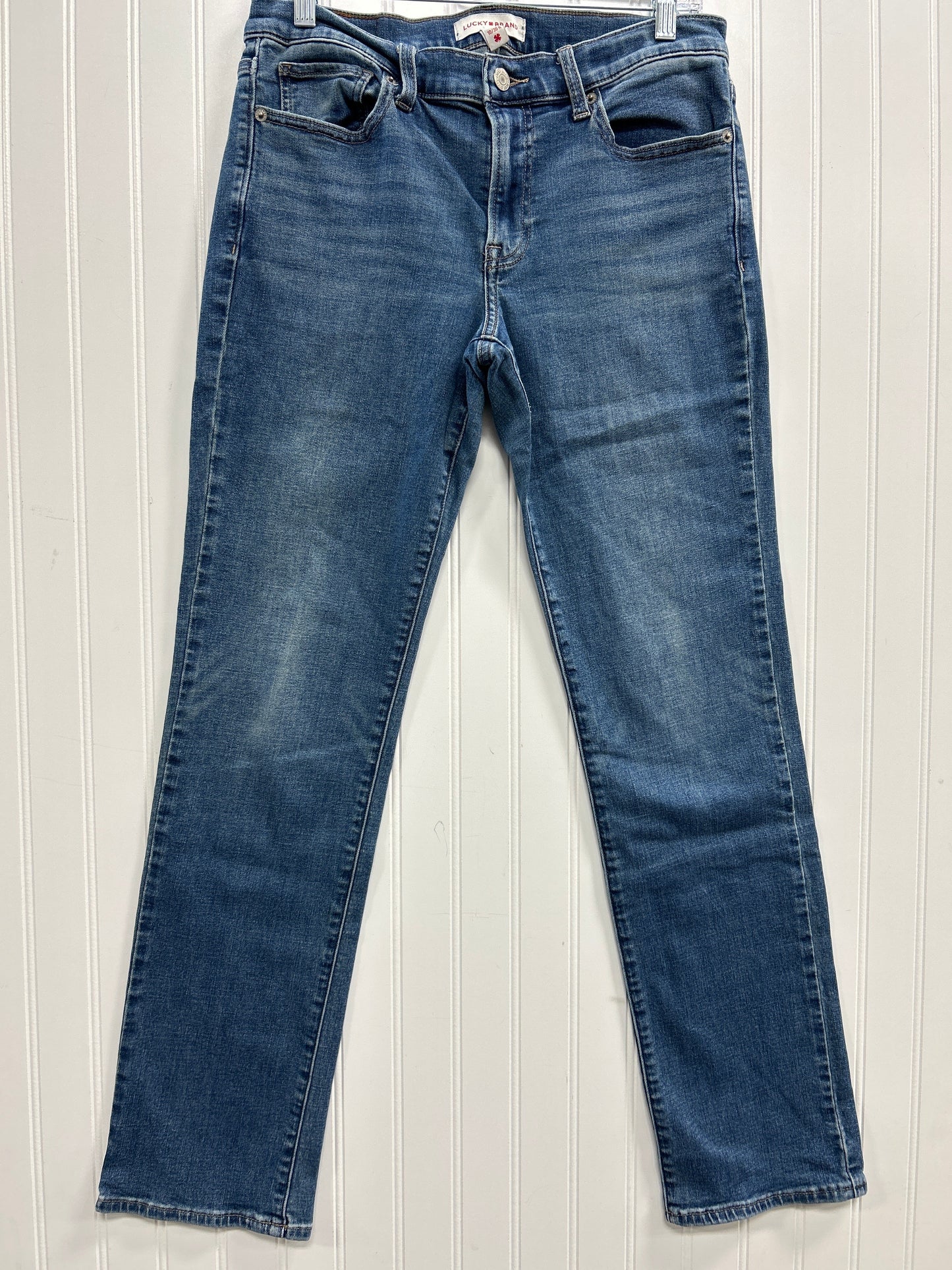 Jeans Straight By Lucky Brand In Blue Denim, Size:10
