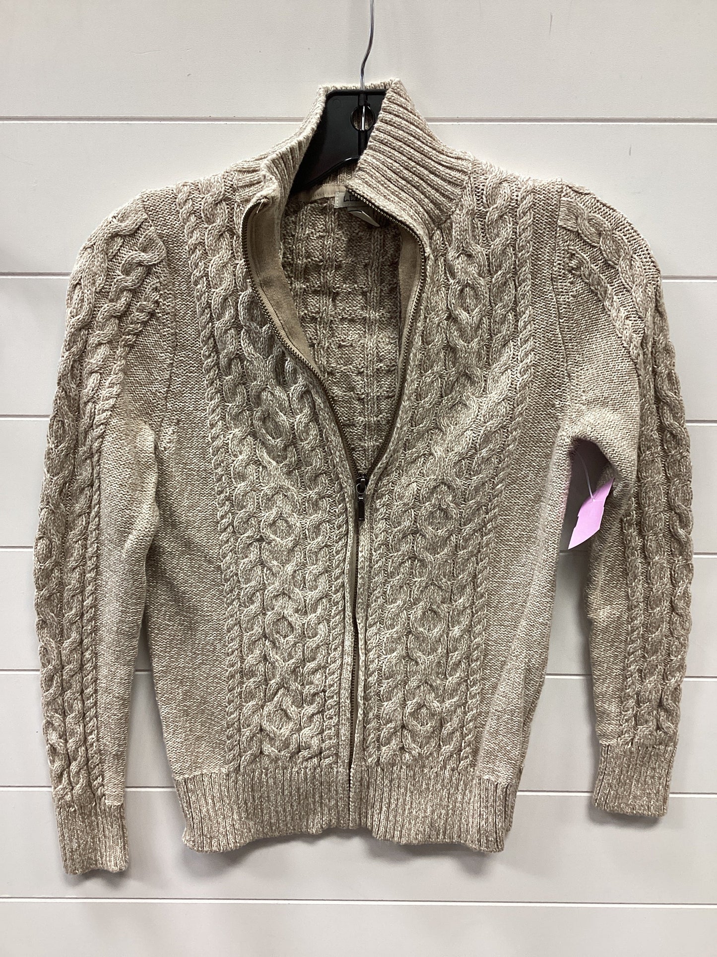 Sweater Cardigan By L.L. Bean In Tan, Size:Xs