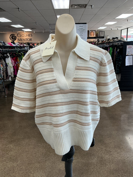Sweater Ss By Marled In Cream & Tan, Size:L