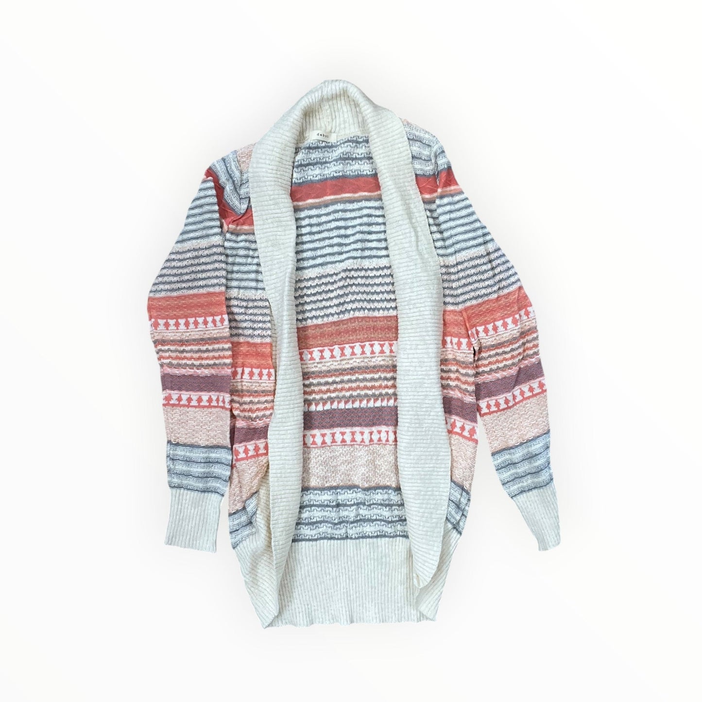 Cardigan By Debut In Cream & Grey, Size:S
