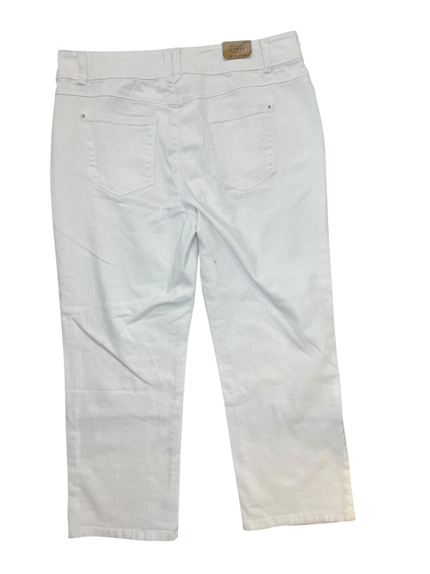 Jeans Cropped By Curve Appeal In White Denim, Size:16