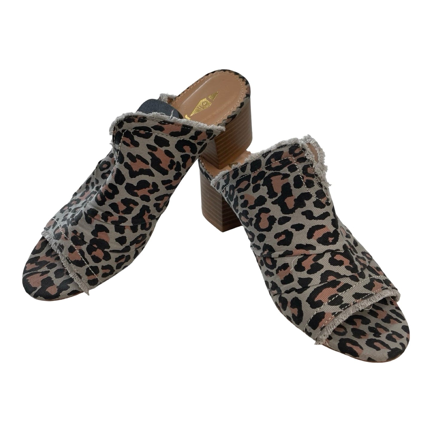 Sandals Heels Block By Cmc In Animal Print, Size:5
