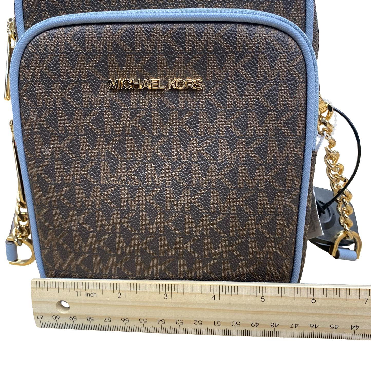 Handbag Designer By Michael Kors In Blue & Brown, Size:Small
