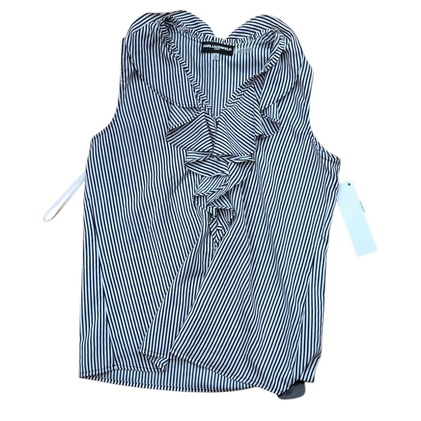 Top Sleeveless Designer By Karl Lagerfeld In Striped Pattern, Size:Sp