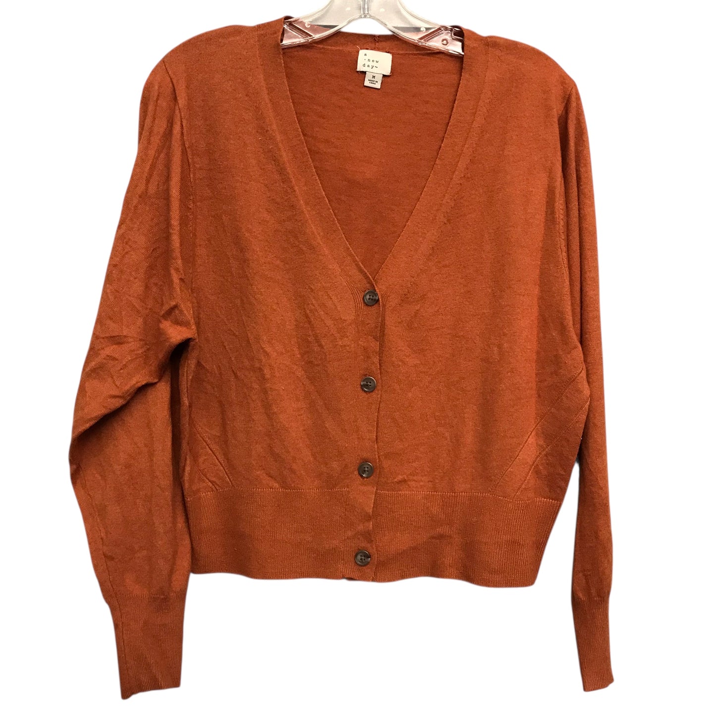 Sweater Cardigan By A New Day In Orange, Size:M