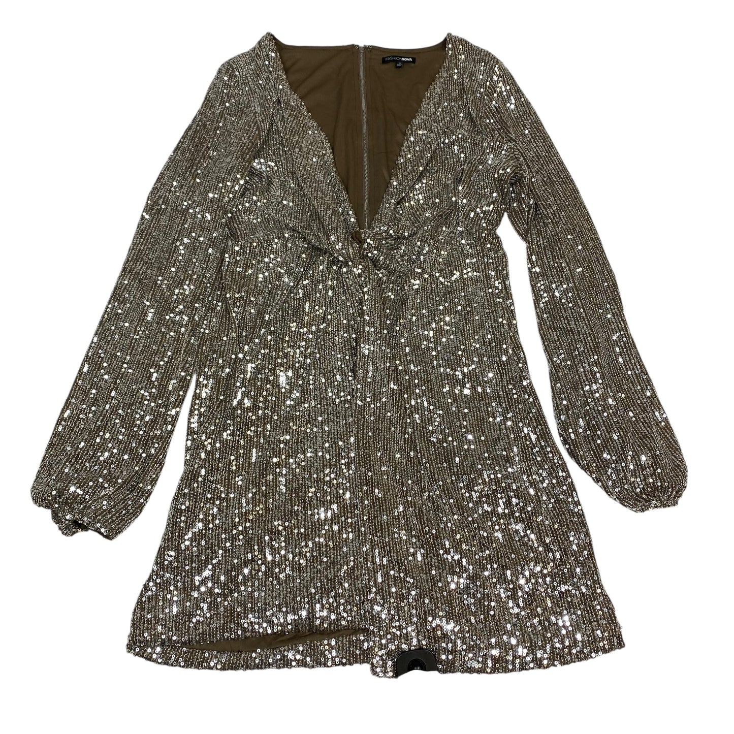 Dress Party Short By Fashion Nova In Brown & Silver, Size:Xl