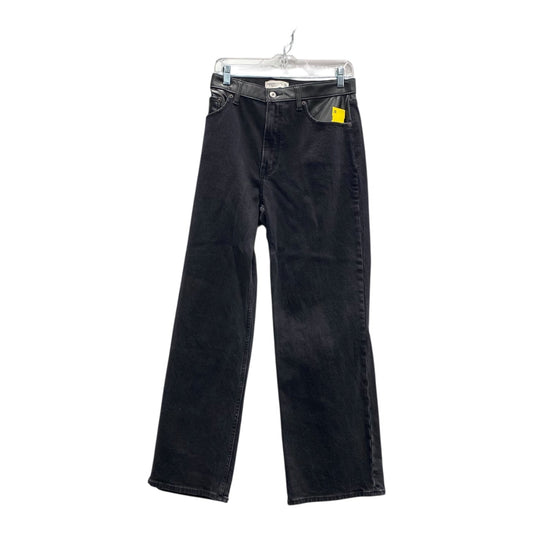 Jeans Wide Leg By Abercrombie And Fitch In Black Denim, Size:12