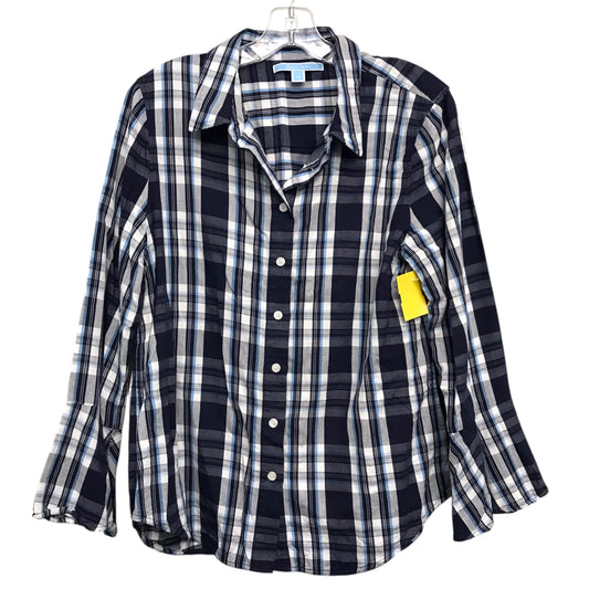 Blouse Ls By Draper James In Checkered Pattern, Size:L