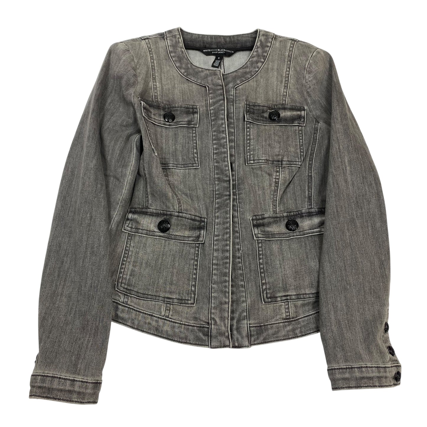 Jacket Denim By White House Black Market In Grey, Size:M