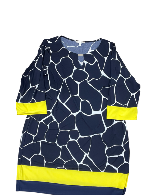 Dress Casual Midi By Clothes Mentor In Blue & White, Size:2X