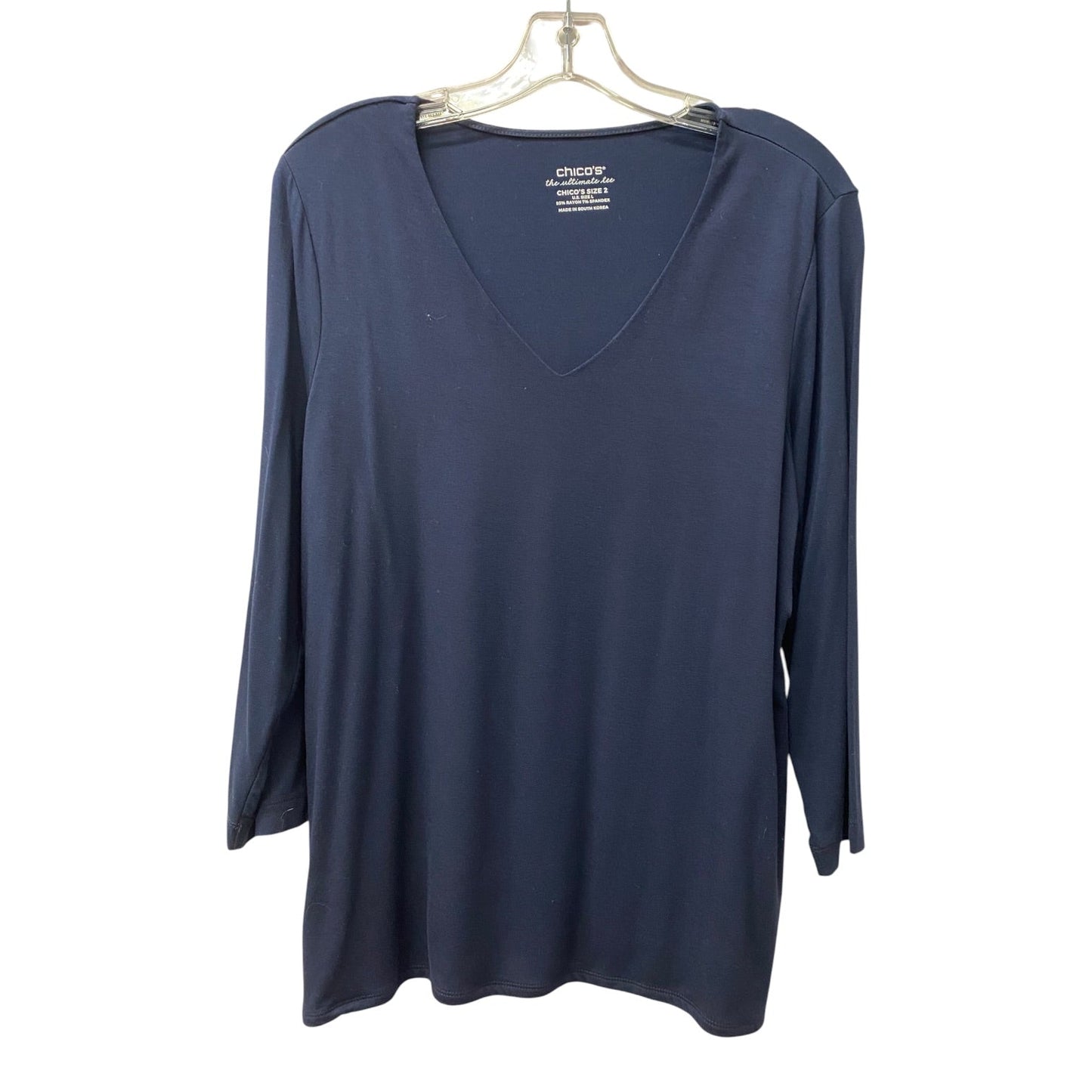 Top 3/4 Sleeve By Chicos In Blue, Size:L