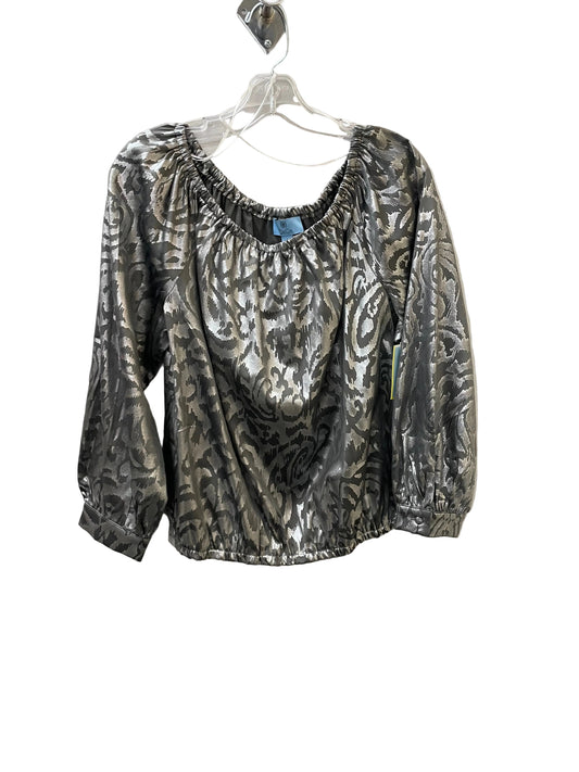 Blouse 3/4 Sleeve By Cece In Grey & Silver